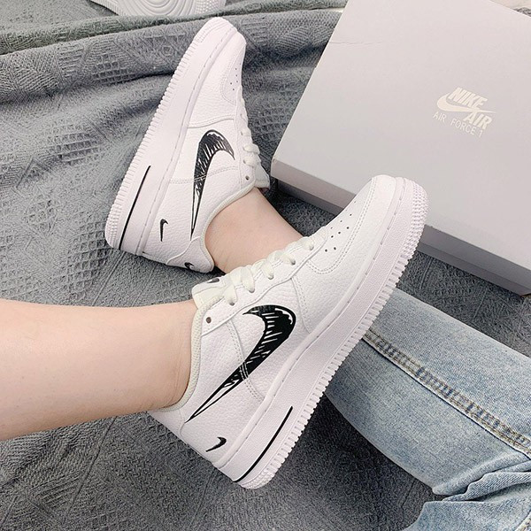 Giày Thể Thao Nike Air Force 1 White Black DIY Look DM3177 100 Size 40 2