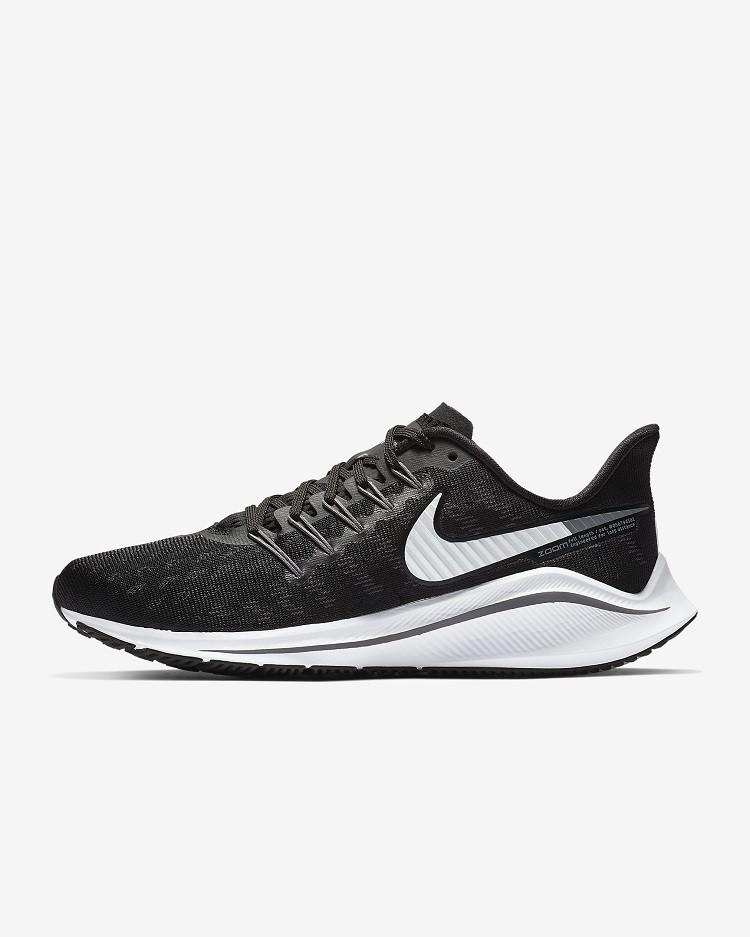 Nike Air Zoom Vomero 14 Women’s Running Shoes AH7858-010 với tông màu đen chủ đạo kết hợp với logo và đệm đế màu trắng - phù hợp cho nhiều lứa tuổi