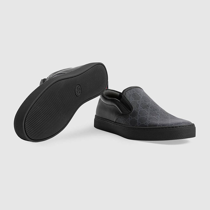 Giày Gucci Men's GG Supreme Sneakers Slip-On Màu Đen