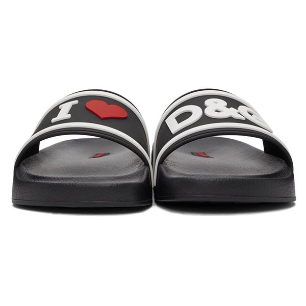 Dép Dolce & Gabbana Slipper I Love D&G Slide Sandals In Black Màu Đen