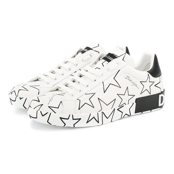 Giày Sneakers Dolce & Gabbana White Leather Màu Đen Trắng