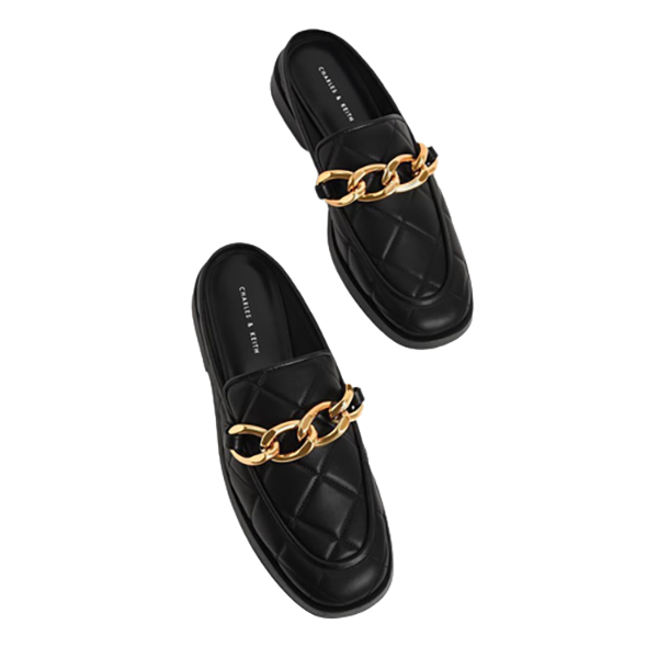 Giày Charles & Keith Mules Quilted Chain Loafer CK1-70380952, CK1-70380952