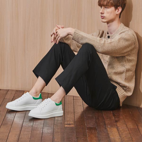 Giày domba H-9016, Giày Domba gót nhung xanh lá H-9016, Giày Thể Thao Sneaker Domba Gót Nhung Xanh Lá H-9016 Màu Trắng