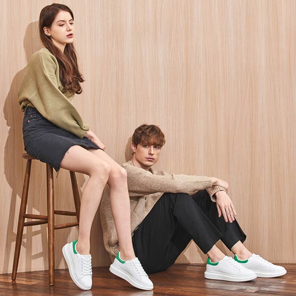 Giày domba H-9016, Giày Domba gót nhung xanh lá H-9016, Giày Thể Thao Sneaker Domba Gót Nhung Xanh Lá H-9016 Màu Trắng
