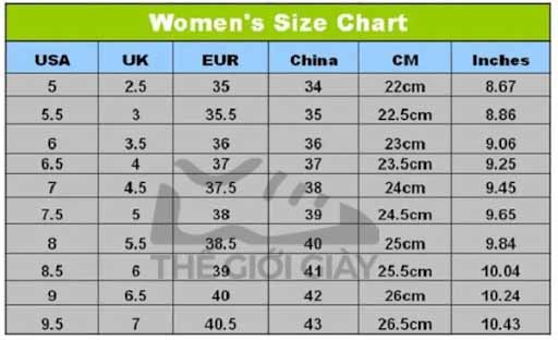 Tham khảo bảng size giày Trung Quốc nữ chuẩn nhất