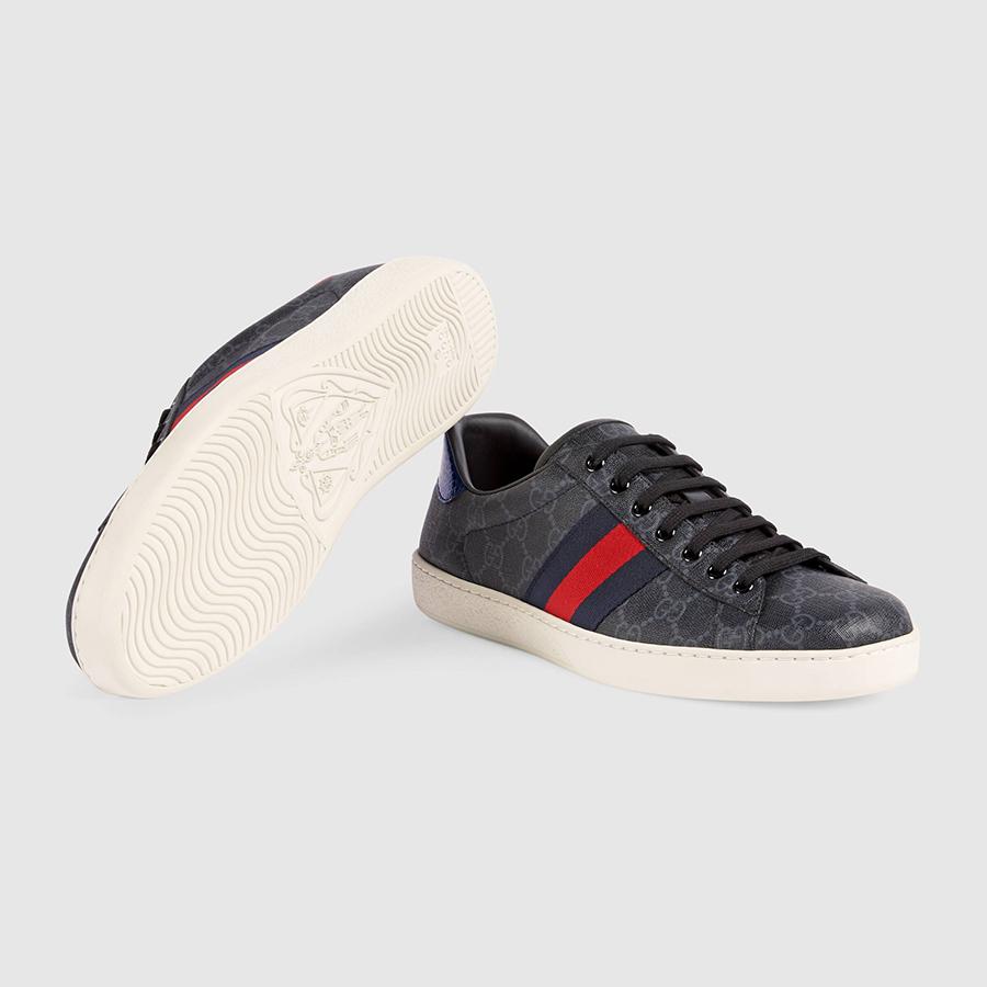 Giày Gucci Men's Ace GG Supreme Sneaker Màu Đen Xám