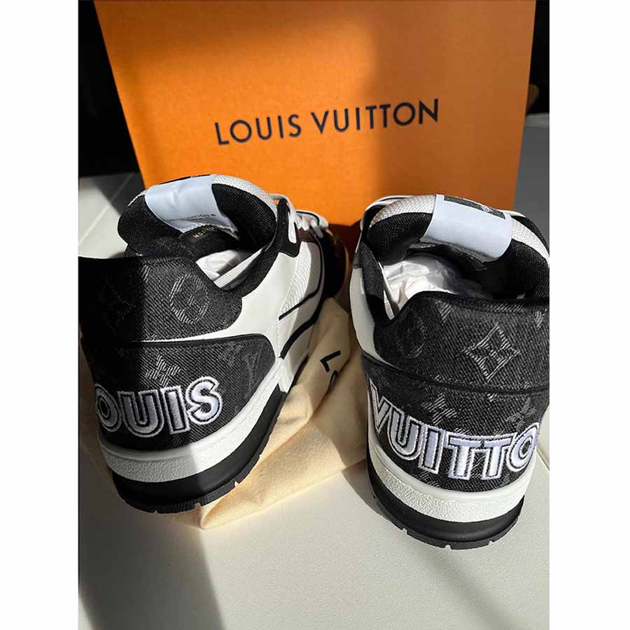 Giày thể thao Louis Vuitton LV siêu cấp màu đen kết hợp vải bò