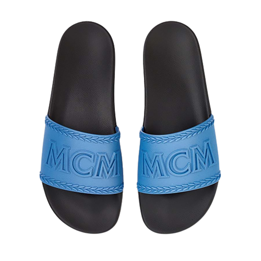 D p MCM Men s Big Logo Rubber Slides M u Xanh