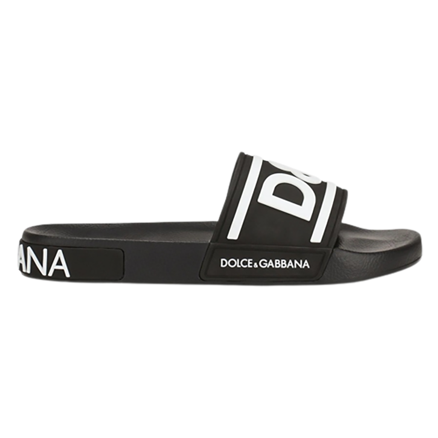 Dép Dolce & Gabbana Rubber Beachwear Slides With DG Logo CS1991 AQ858 Màu  Đen