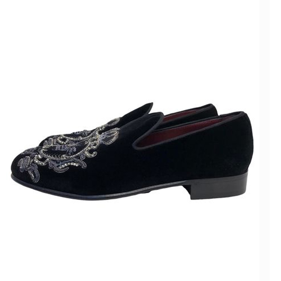 Giày Lười Dolce & Gabbana Black Leather Bee Crown Loafers Màu Đen