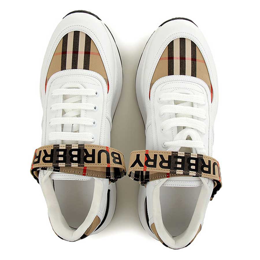 Giày Sneakers Burberry Logo Detail Leather and Vintage Check Sneakers Màu  Trắng - Vàng