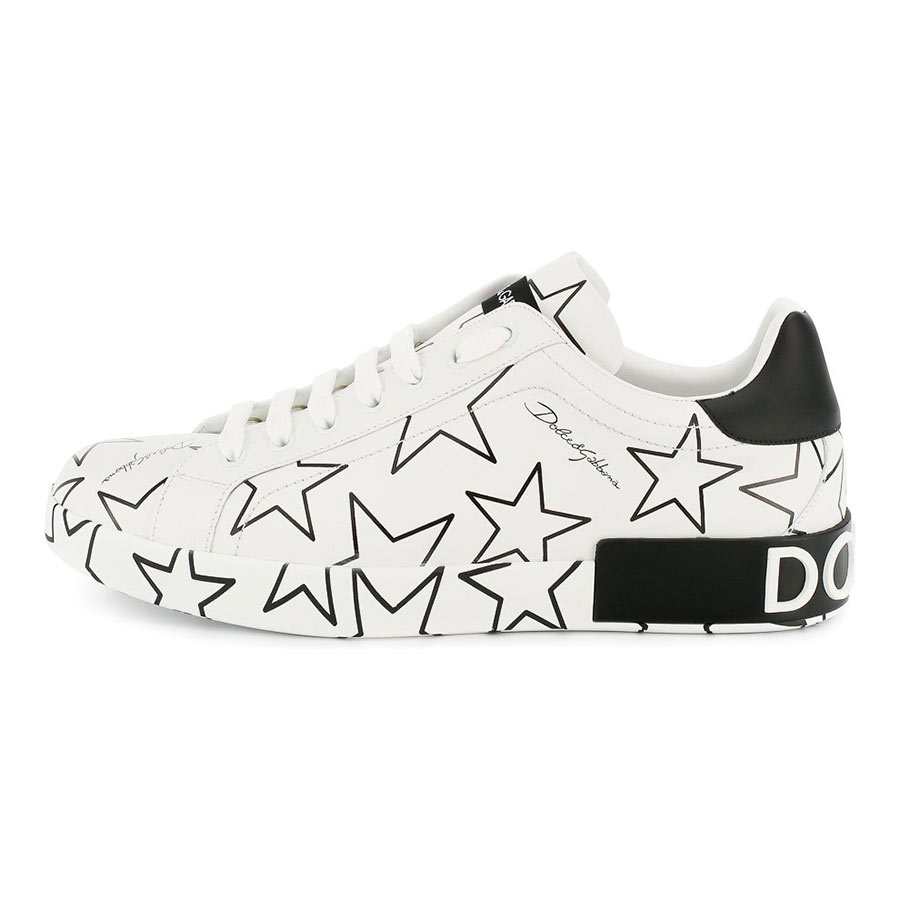 Giày Sneakers Dolce & Gabbana White Leather Màu Đen Trắng